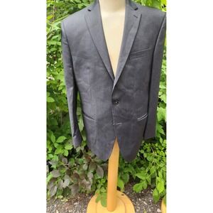 Calvin Klein Men's 42R‎ Gray Pinstripe 100% Wool Blazer Business Suit Jacket